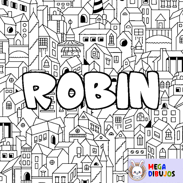 Coloraci&oacute;n del nombre ROBIN - decorado ciudad