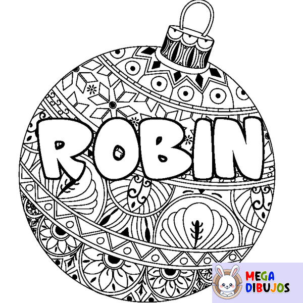 Coloraci&oacute;n del nombre ROBIN - decorado bola de Navidad