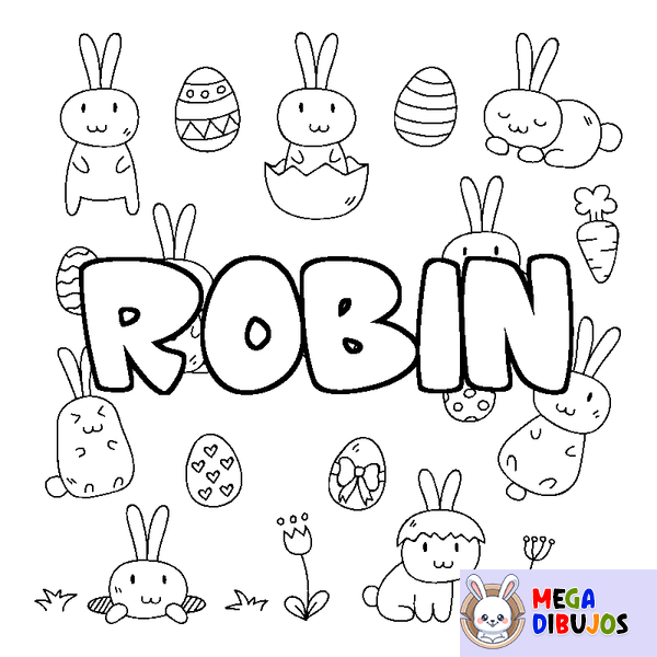 Coloraci&oacute;n del nombre ROBIN - decorado Pascua