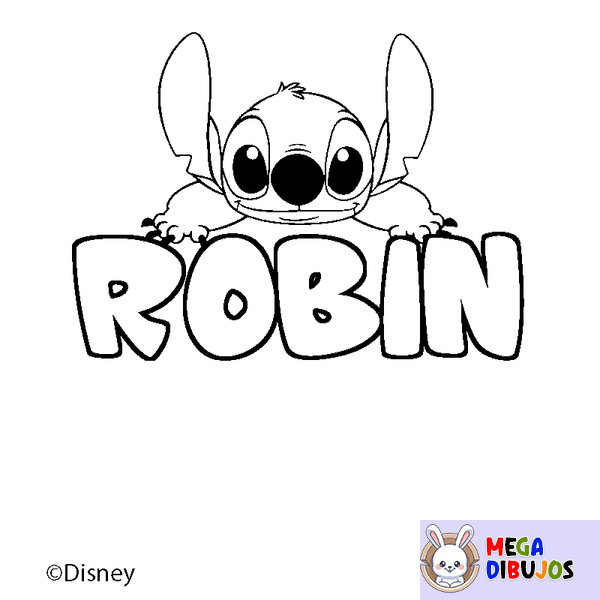 Coloraci&oacute;n del nombre ROBIN - decorado Stitch