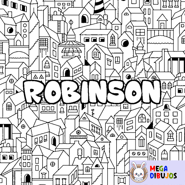 Coloraci&oacute;n del nombre ROBINSON - decorado ciudad