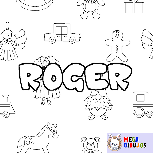 Coloraci&oacute;n del nombre ROGER - decorado juguetes