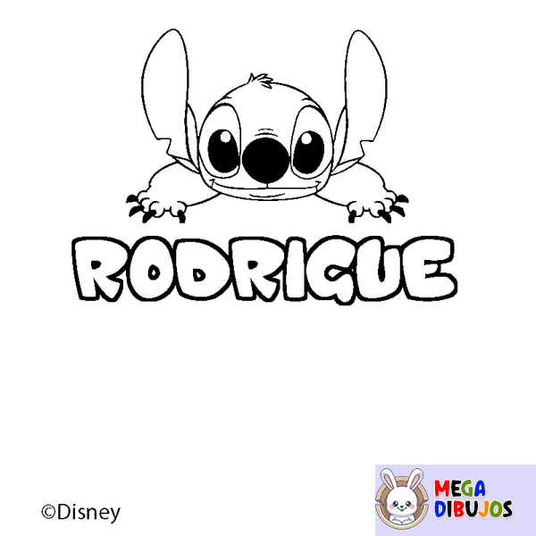 Coloraci&oacute;n del nombre RODRIGUE - decorado Stitch
