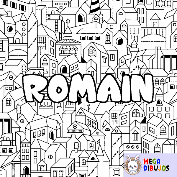 Coloraci&oacute;n del nombre ROMAIN - decorado ciudad
