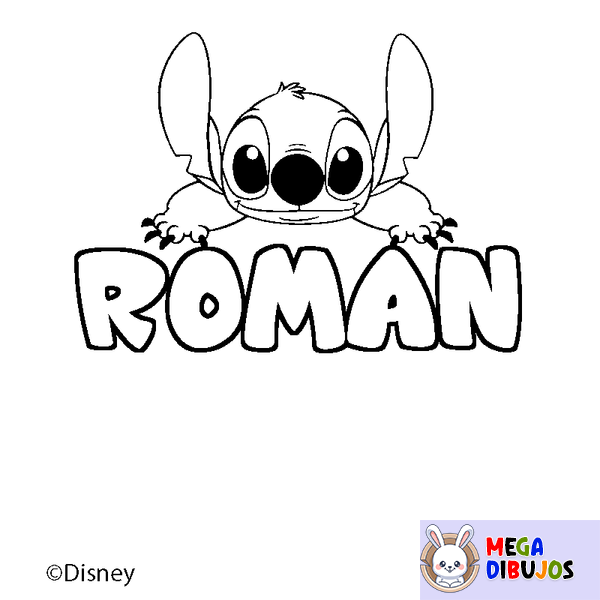 Coloraci&oacute;n del nombre ROMAN - decorado Stitch