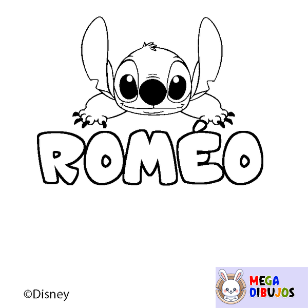 Coloraci&oacute;n del nombre ROM&Eacute;O - decorado Stitch