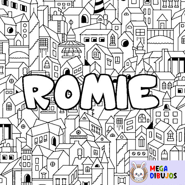 Coloraci&oacute;n del nombre ROMIE - decorado ciudad