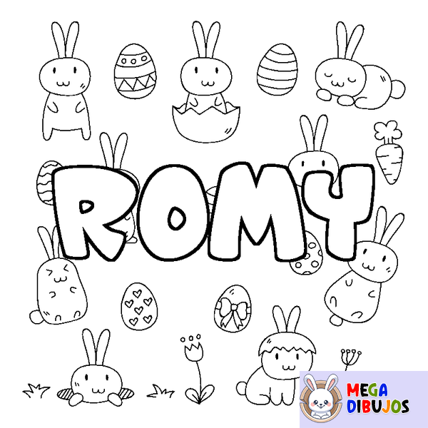 Coloraci&oacute;n del nombre ROMY - decorado Pascua