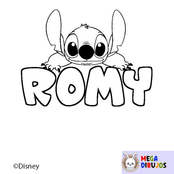 Coloraci&oacute;n del nombre ROMY - decorado Stitch