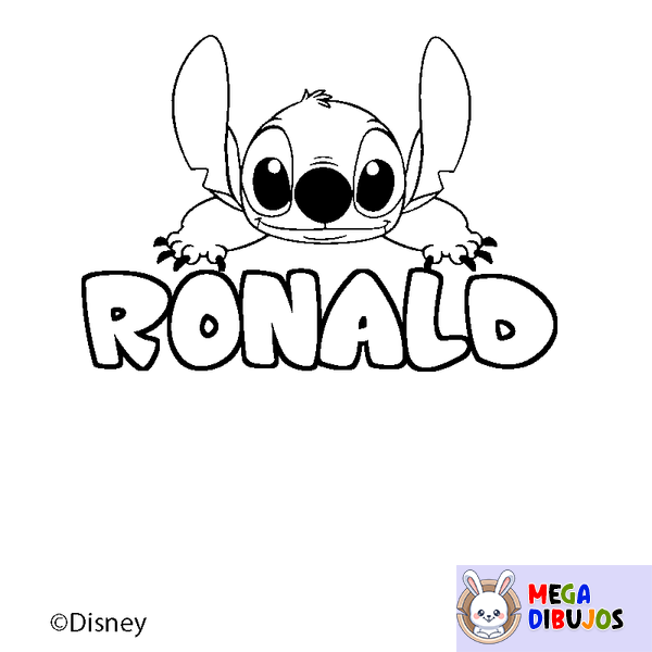 Coloraci&oacute;n del nombre RONALD - decorado Stitch