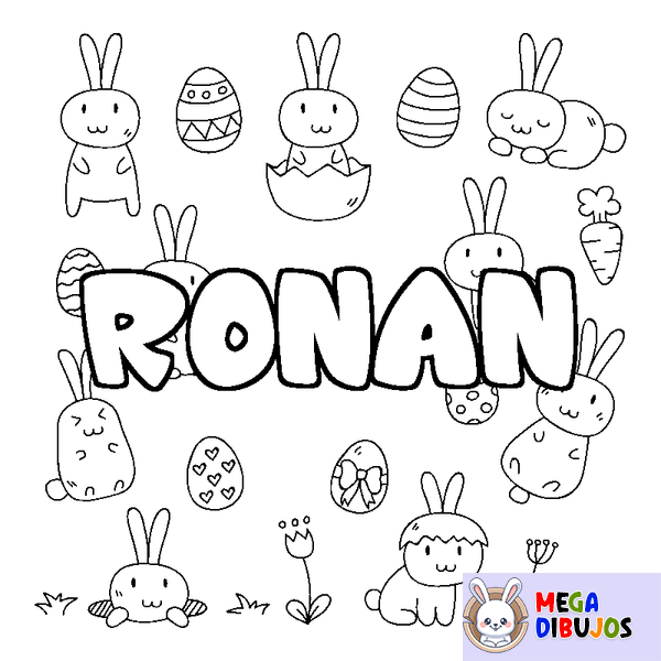 Coloraci&oacute;n del nombre RONAN - decorado Pascua