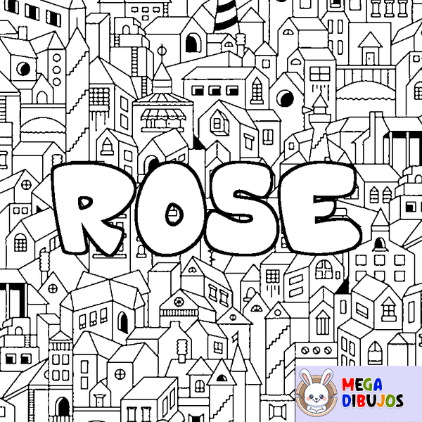 Coloraci&oacute;n del nombre ROSE - decorado ciudad