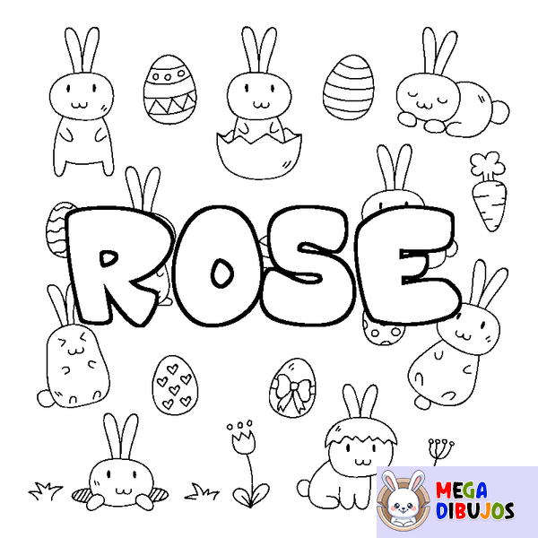 Coloraci&oacute;n del nombre ROSE - decorado Pascua