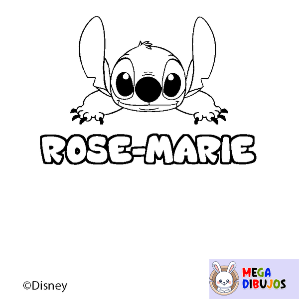 Coloraci&oacute;n del nombre ROSE-MARIE - decorado Stitch