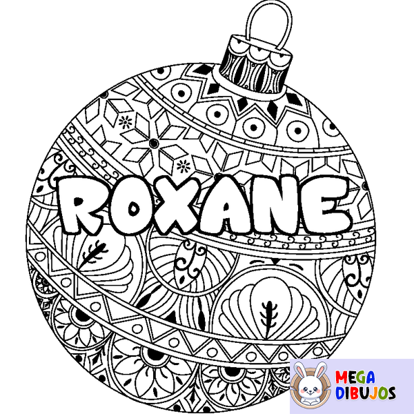 Coloraci&oacute;n del nombre ROXANE - decorado bola de Navidad