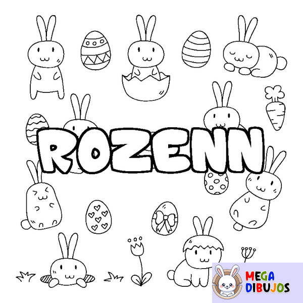 Coloraci&oacute;n del nombre ROZENN - decorado Pascua
