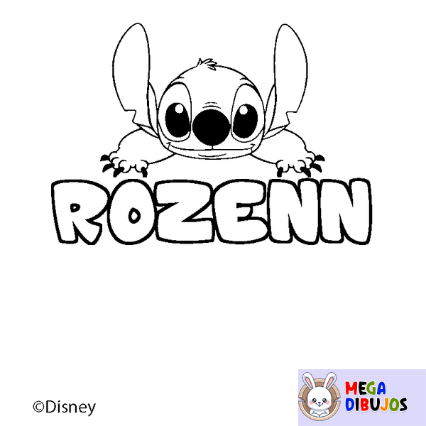 Coloraci&oacute;n del nombre ROZENN - decorado Stitch