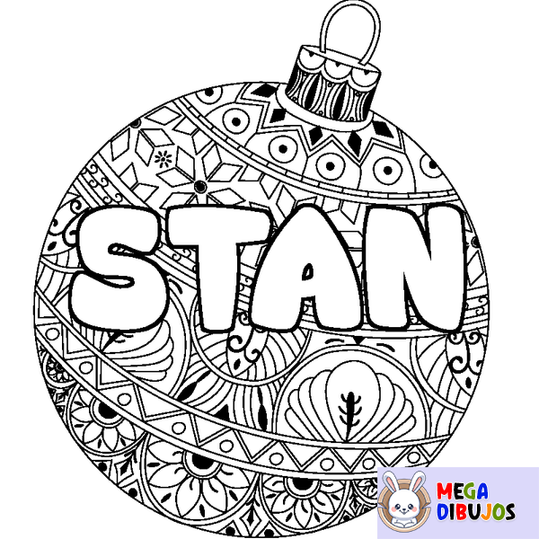 Coloraci&oacute;n del nombre STAN - decorado bola de Navidad