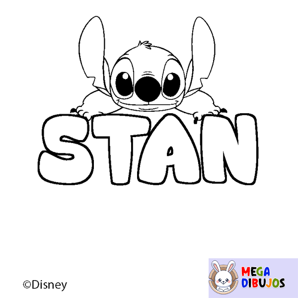 Coloraci&oacute;n del nombre STAN - decorado Stitch