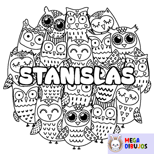 Coloraci&oacute;n del nombre STANISLAS - decorado b&uacute;hos