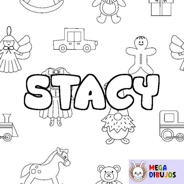 Coloraci&oacute;n del nombre STACY - decorado juguetes