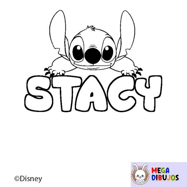 Coloraci&oacute;n del nombre STACY - decorado Stitch