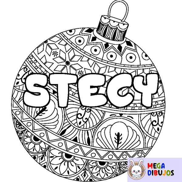 Coloraci&oacute;n del nombre STECY - decorado bola de Navidad