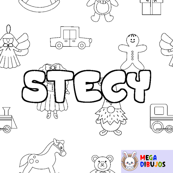 Coloraci&oacute;n del nombre STECY - decorado juguetes