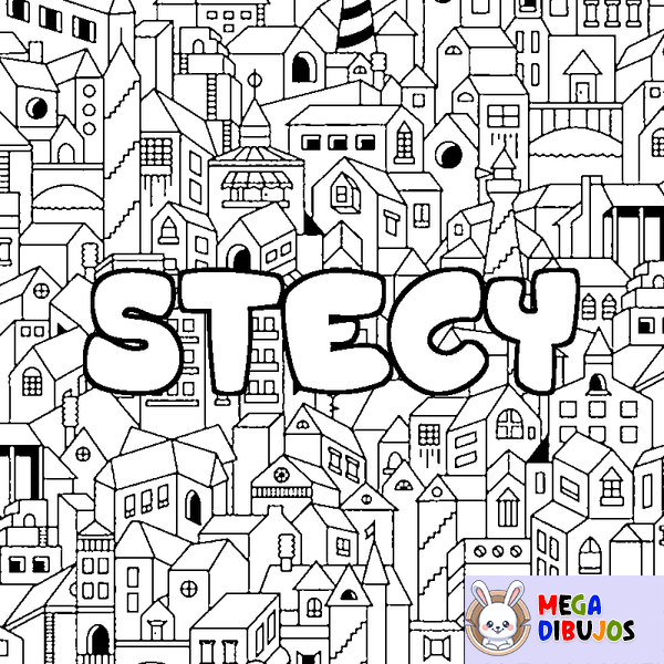 Coloraci&oacute;n del nombre STECY - decorado ciudad