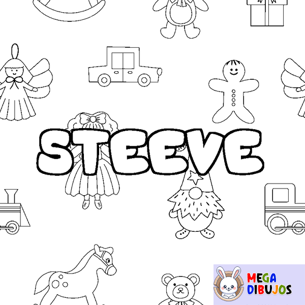Coloraci&oacute;n del nombre STEEVE - decorado juguetes