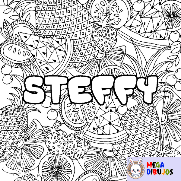 Coloraci&oacute;n del nombre STEFFY - decorado mandala de frutas