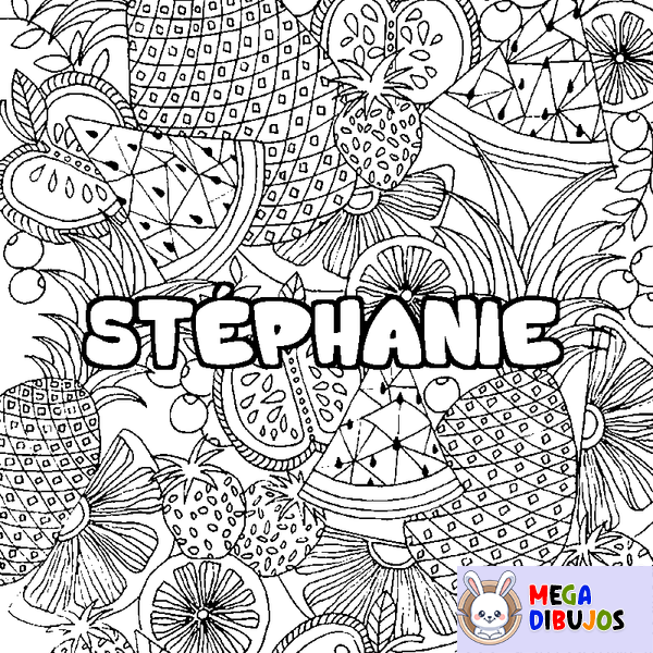 Coloraci&oacute;n del nombre ST&Eacute;PHANIE - decorado mandala de frutas