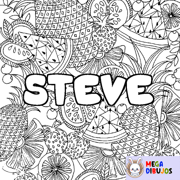Coloraci&oacute;n del nombre STEVE - decorado mandala de frutas