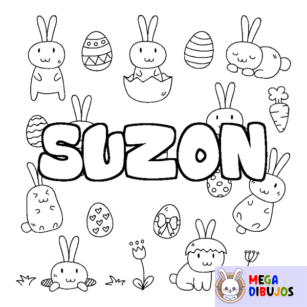 Coloraci&oacute;n del nombre SUZON - decorado Pascua