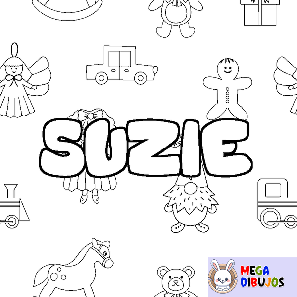 Coloraci&oacute;n del nombre SUZIE - decorado juguetes