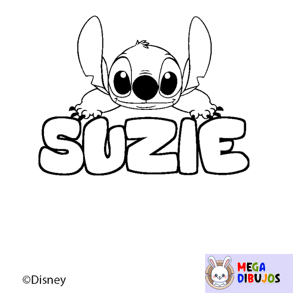 Coloraci&oacute;n del nombre SUZIE - decorado Stitch