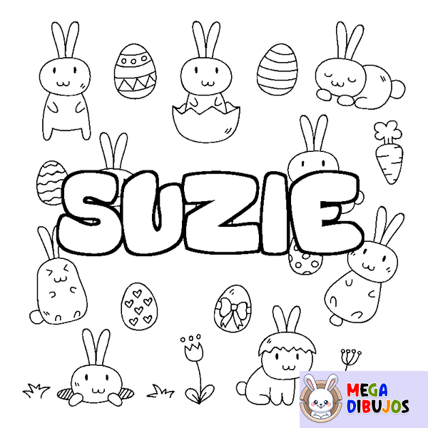 Coloraci&oacute;n del nombre SUZIE - decorado Pascua