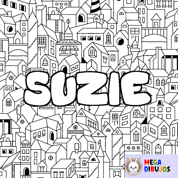 Coloraci&oacute;n del nombre SUZIE - decorado ciudad