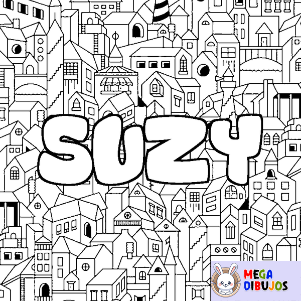Coloraci&oacute;n del nombre SUZY - decorado ciudad