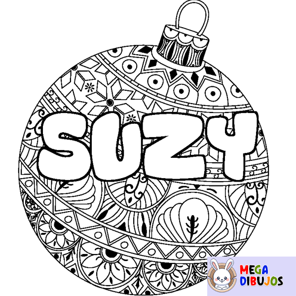 Coloraci&oacute;n del nombre SUZY - decorado bola de Navidad