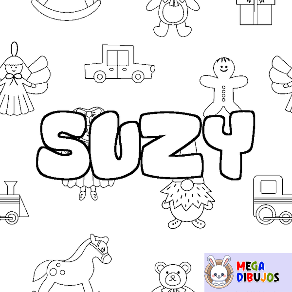 Coloraci&oacute;n del nombre SUZY - decorado juguetes