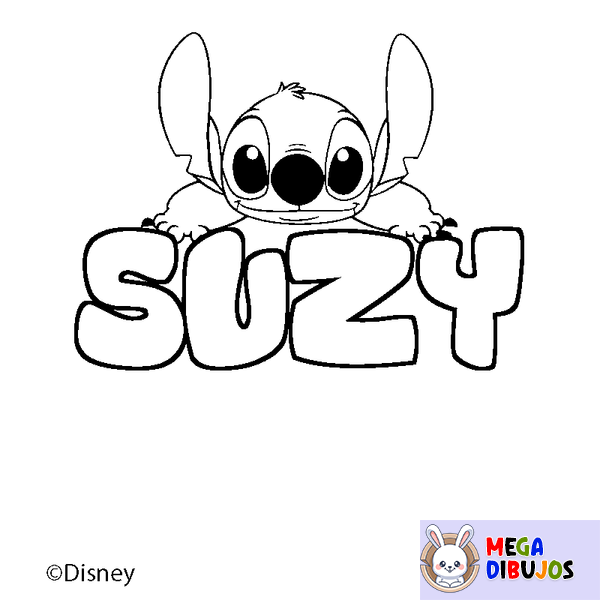 Coloraci&oacute;n del nombre SUZY - decorado Stitch