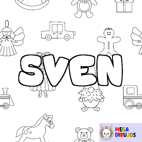 Coloraci&oacute;n del nombre SVEN - decorado juguetes