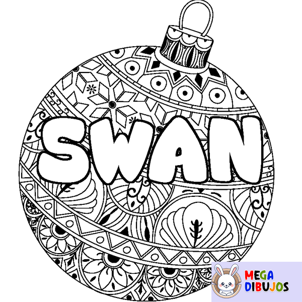 Coloraci&oacute;n del nombre SWAN - decorado bola de Navidad