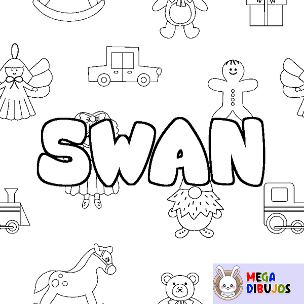 Coloraci&oacute;n del nombre SWAN - decorado juguetes