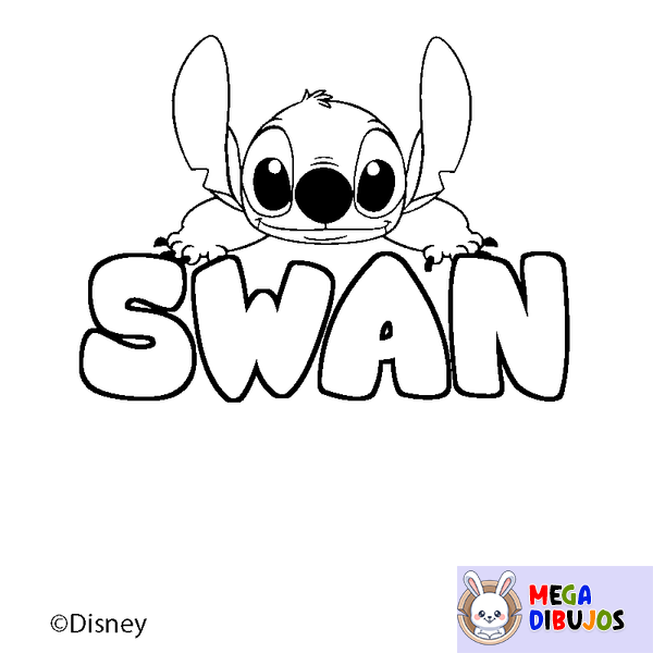 Coloraci&oacute;n del nombre SWAN - decorado Stitch