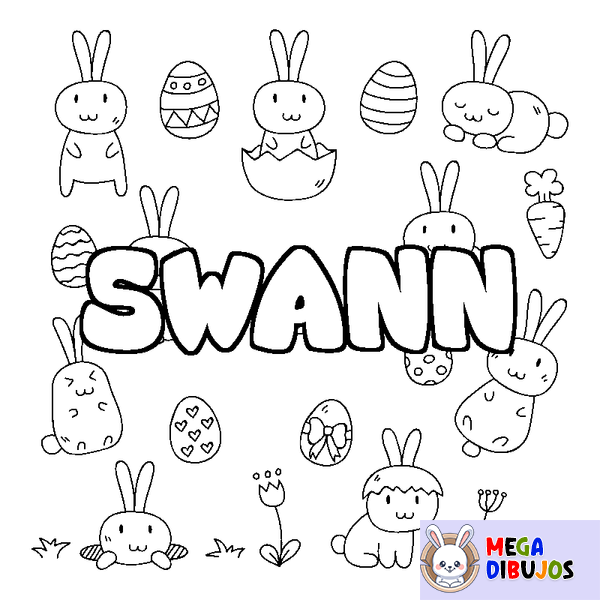 Coloraci&oacute;n del nombre SWANN - decorado Pascua