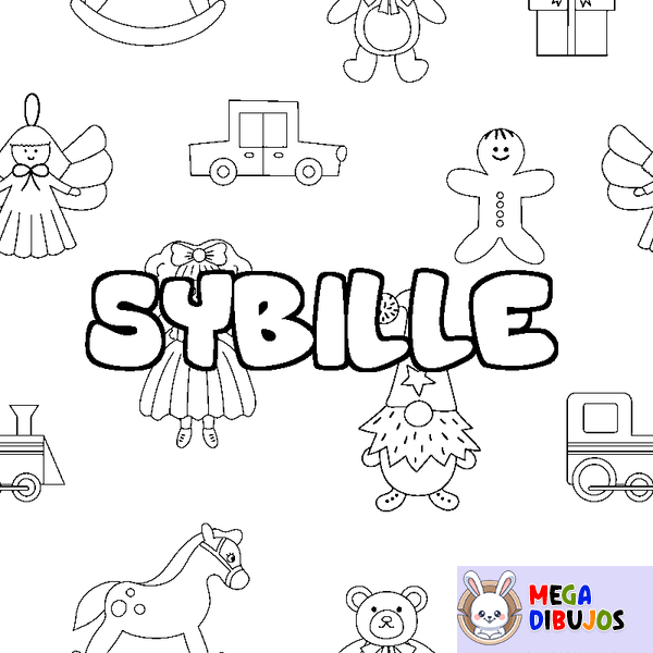 Coloraci&oacute;n del nombre SYBILLE - decorado juguetes