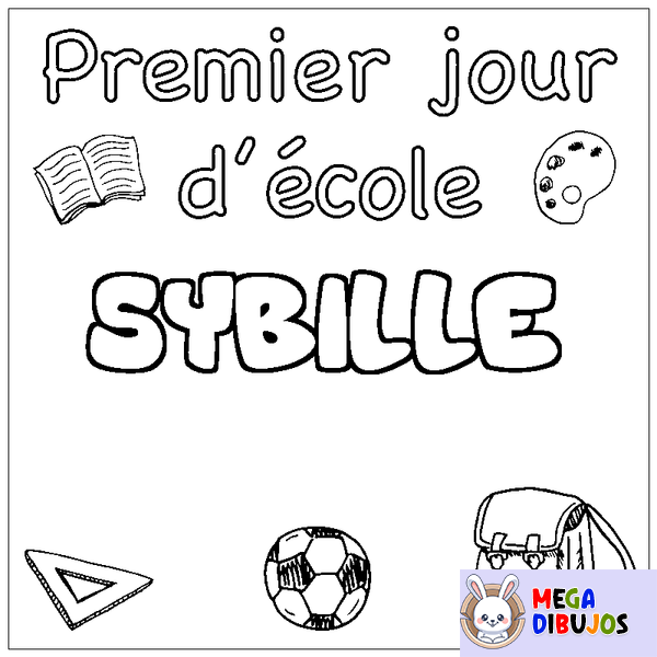 Coloraci&oacute;n del nombre SYBILLE - decorado primer d&iacute;a de escuela