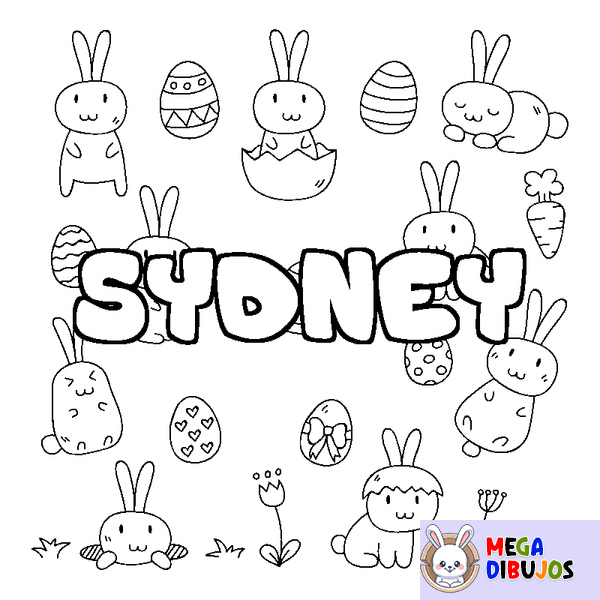 Coloraci&oacute;n del nombre SYDNEY - decorado Pascua